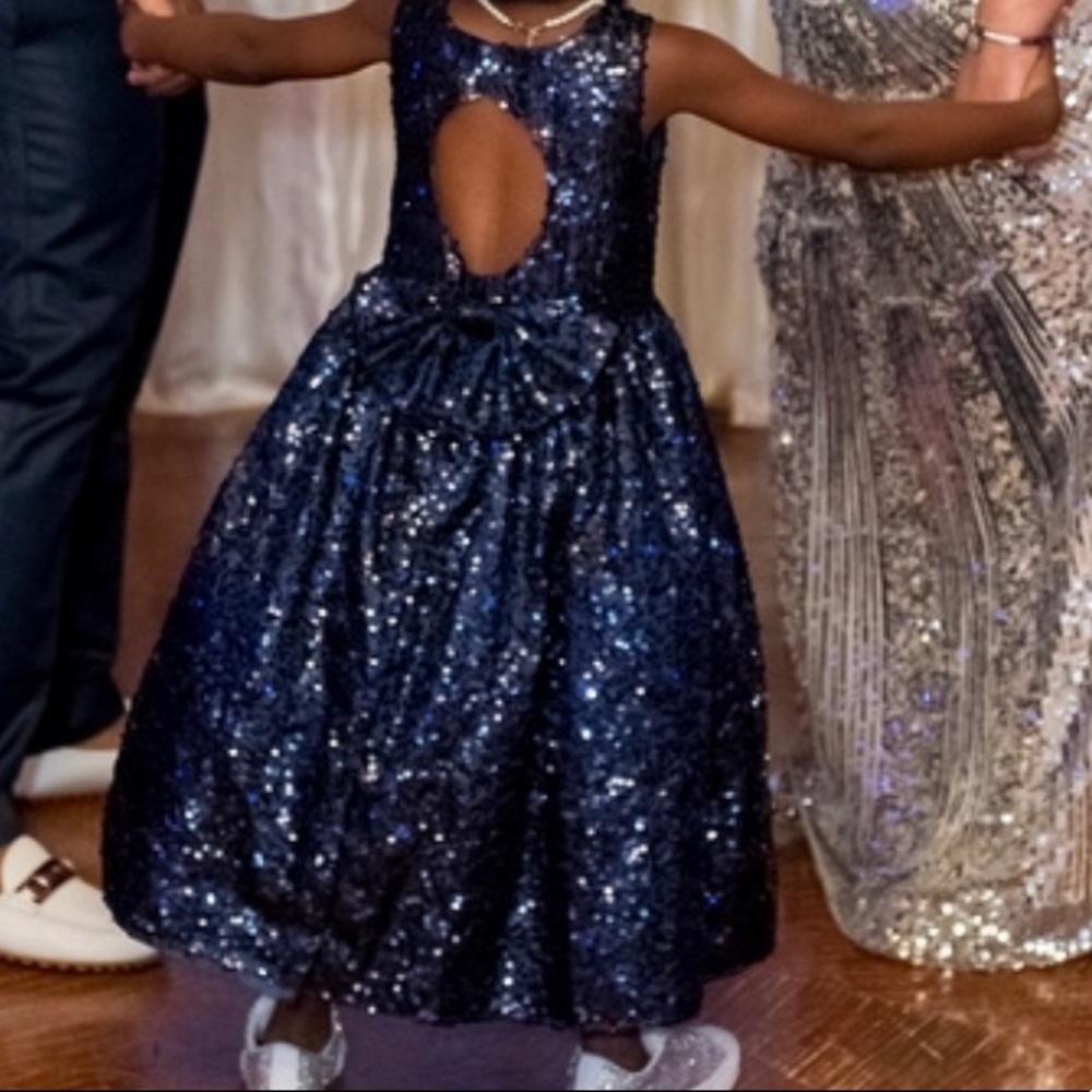Navy blue flower girl dress